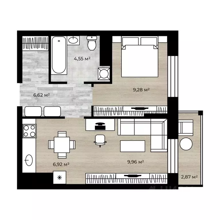 2-к кв. Ярославская область, Ярославль Аэропарк жилой комплекс (38.77 ... - Фото 1