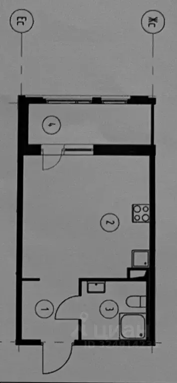 Студия Омская область, Омск Волгоградская ул., 51/1 (26.4 м) - Фото 1