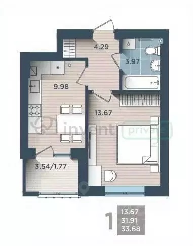 1-к кв. Калининградская область, Калининград ул. Сержанта Мишина, 81к3 ... - Фото 1
