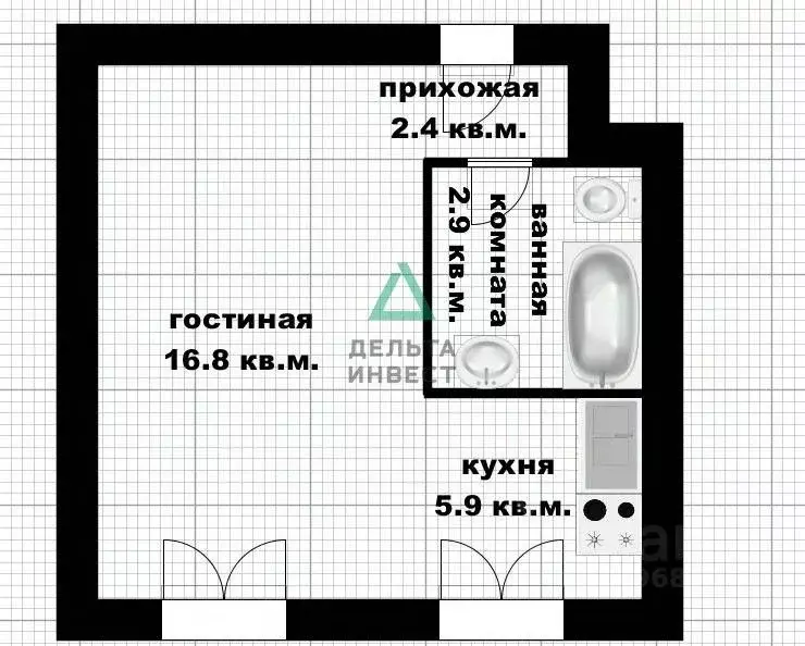 Студия Башкортостан, Уфа ул. Салавата, 19/1 (28.6 м) - Фото 2