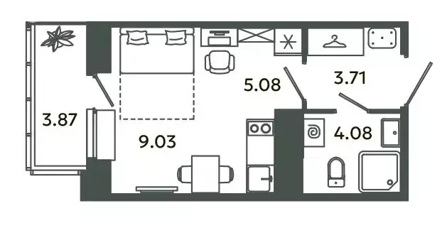 Квартира-студия: городской посёлок Новоселье, Аннинская улица, 4 ... - Фото 1