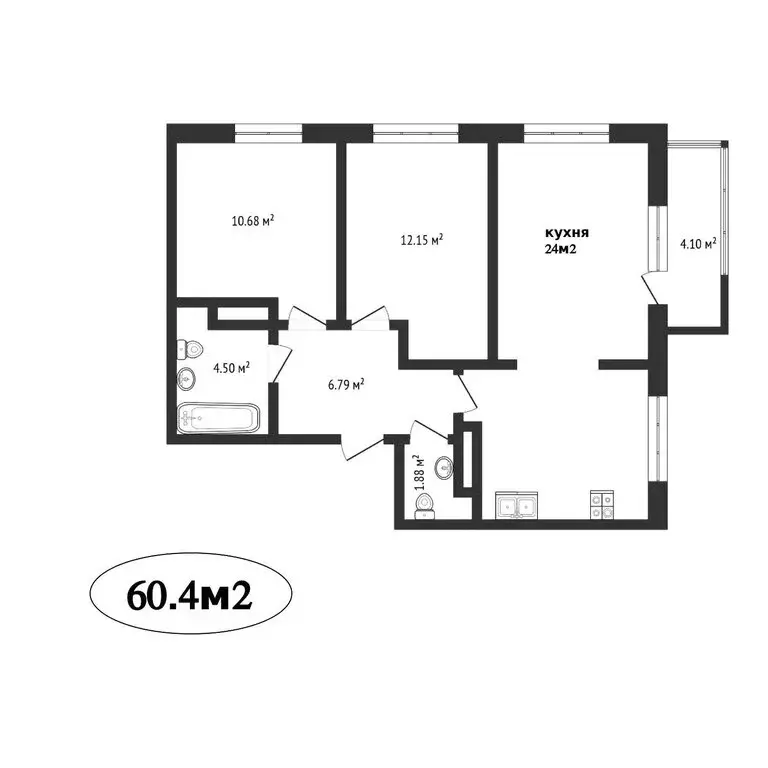 2-комнатная квартира: Дударева, улица Сергея Джанбровского, 11 (60 м) - Фото 0