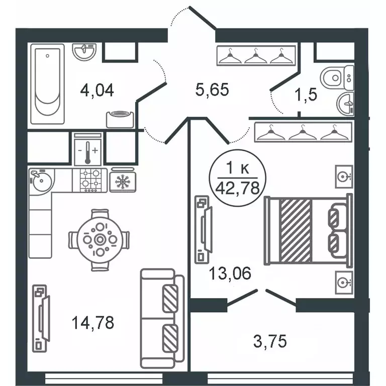 1-к кв. Тверская область, Тверь Южный мкр,  (42.78 м) - Фото 1