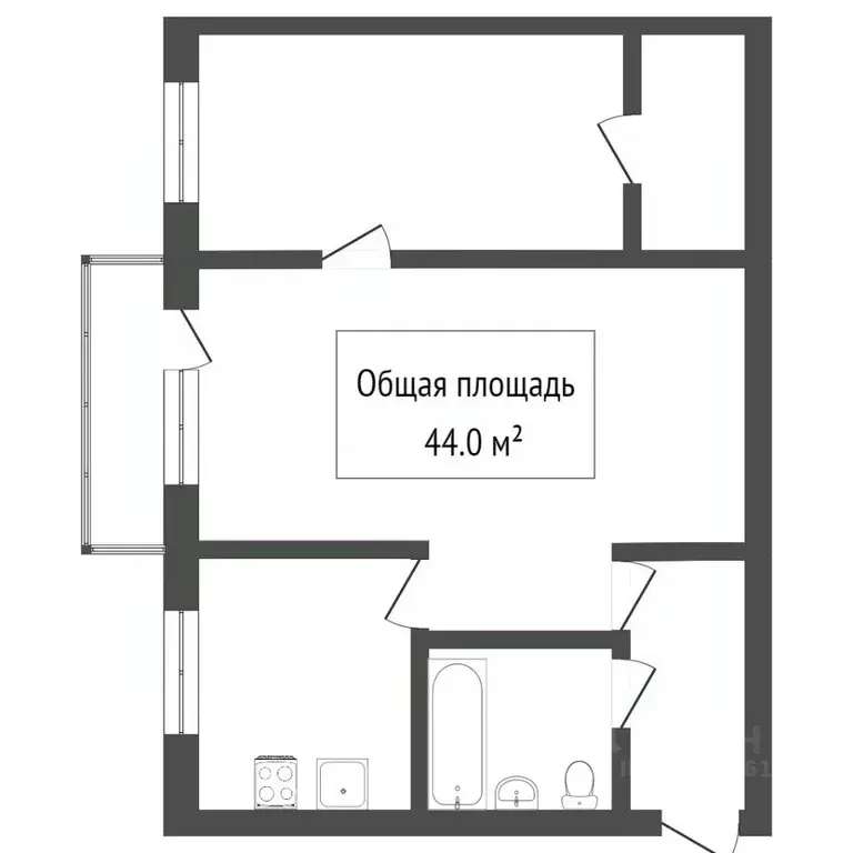 2-к кв. Томская область, Томск просп. Фрунзе, 123 (44.0 м) - Фото 2