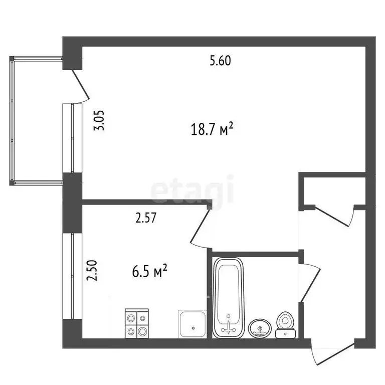 1-комнатная квартира: Омск, микрорайон Заозёрный, улица Глинки, 4Б (31 ... - Фото 1