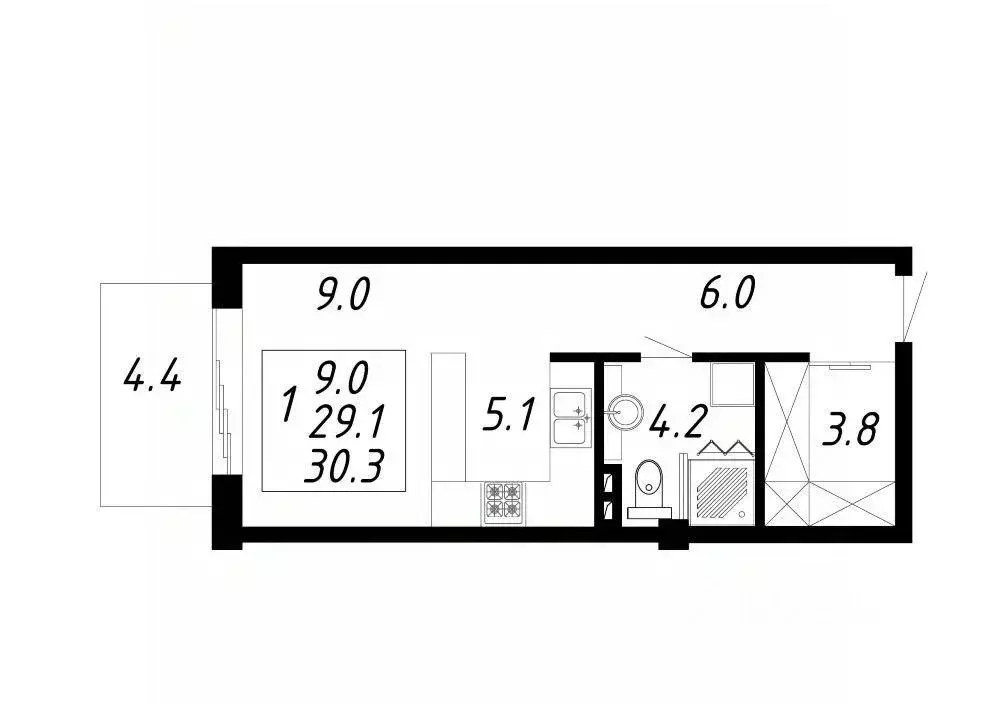 1-к кв. Ставропольский край, Ессентуки Озеро жилой комплекс (30.3 м) - Фото 1
