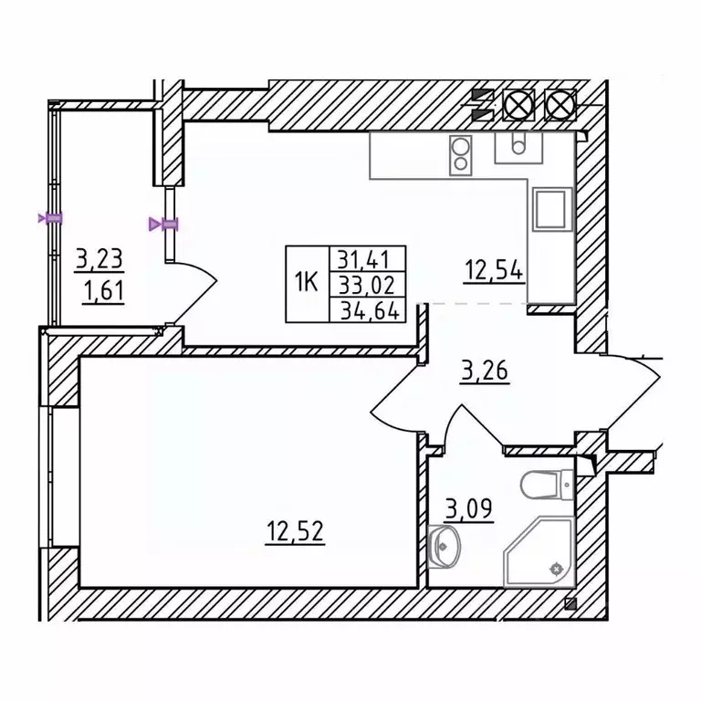 1-к кв. Калининградская область, Зеленоградск  (34.64 м) - Фото 1