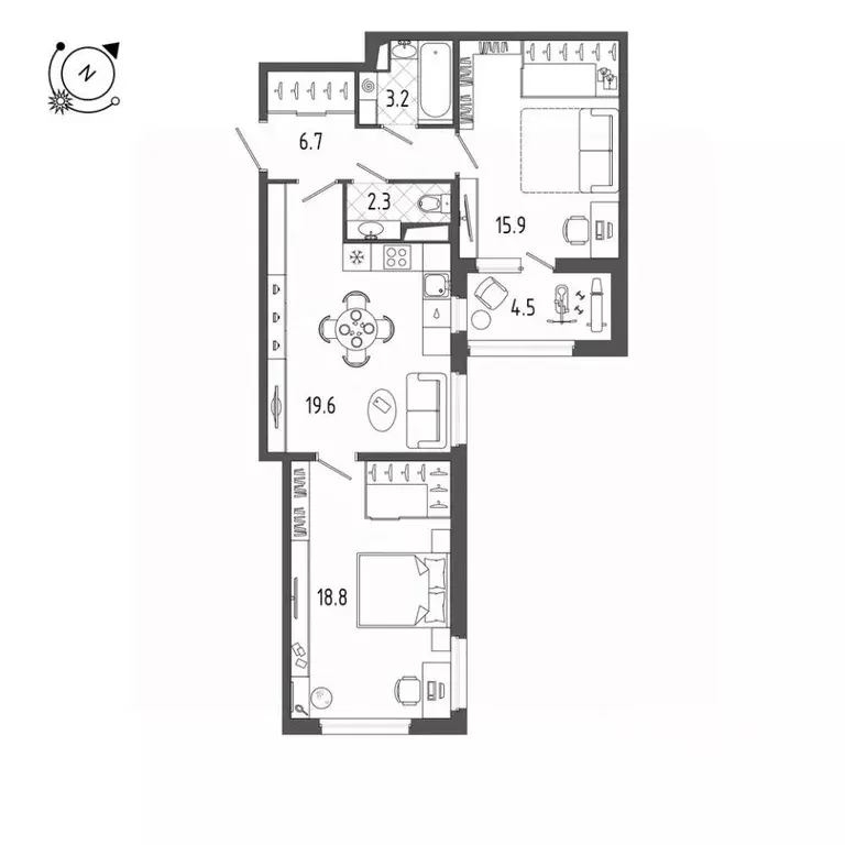 2-к кв. Санкт-Петербург Белоостровская ул., 28 (69.1 м) - Фото 0