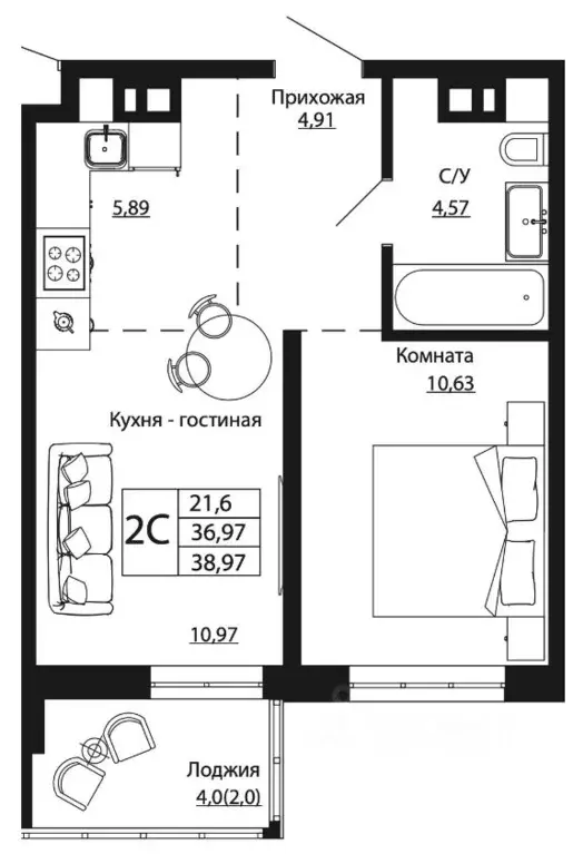 1-к кв. Ростовская область, Ростов-на-Дону ул. Текучева, 370/2 (36.46 ... - Фото 0