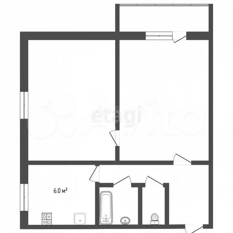 2-к. квартира, 41,5 м, 2/5 эт. - Фото 0