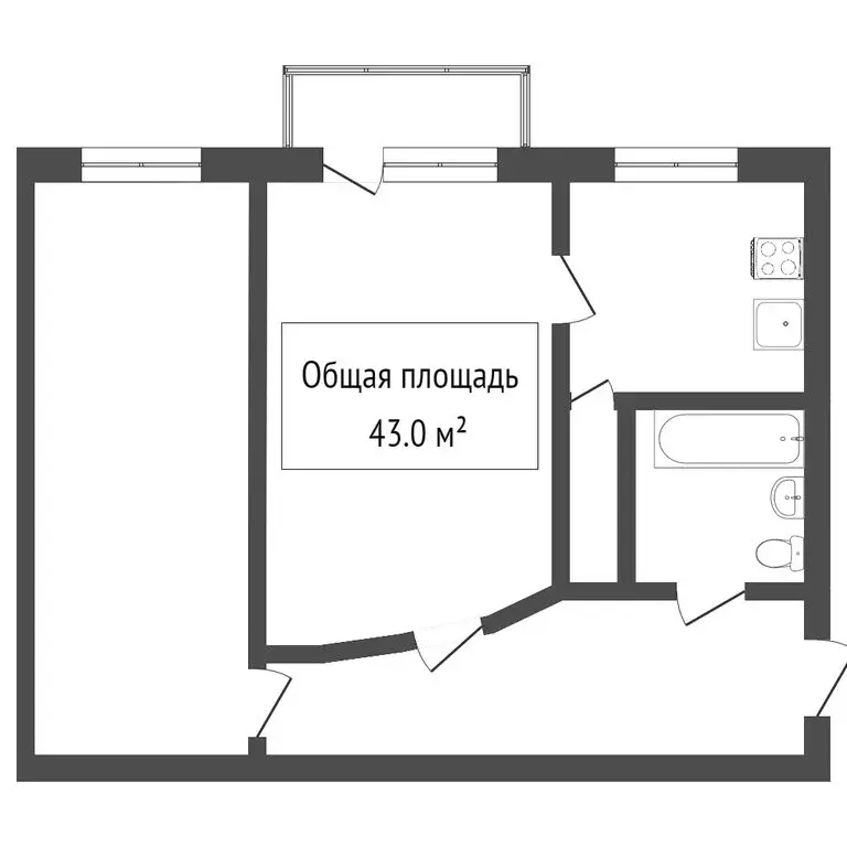 2-комнатная квартира: Томск, улица Пушкина, 27Ж (43 м) - Фото 0