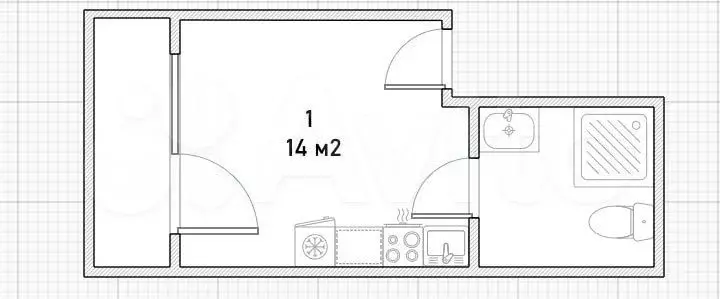 Квартира-студия, 15,5 м, 1/14 эт. - Фото 0
