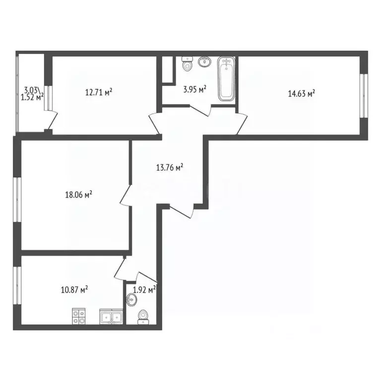 3-к кв. Санкт-Петербург Ленинский просп., 68 (75.0 м) - Фото 2