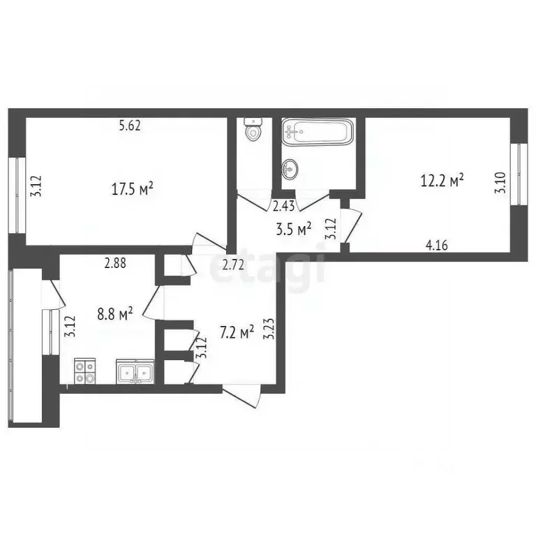 2-к кв. Московская область, Коломна городской округ, с. Акатьево ул. ... - Фото 2