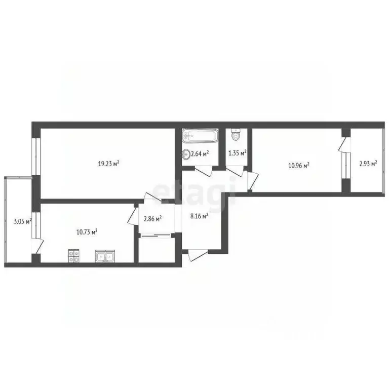 2-к кв. Башкортостан, Стерлитамак ул. Строителей, 65 (58.6 м) - Фото 2