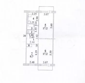 3-к. квартира, 60,9 м, 5/5 эт. - Фото 0