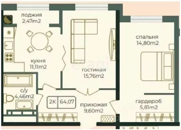 2-к кв. Дагестан, Каспийск просп. Акулиничева (67.74 м) - Фото 0