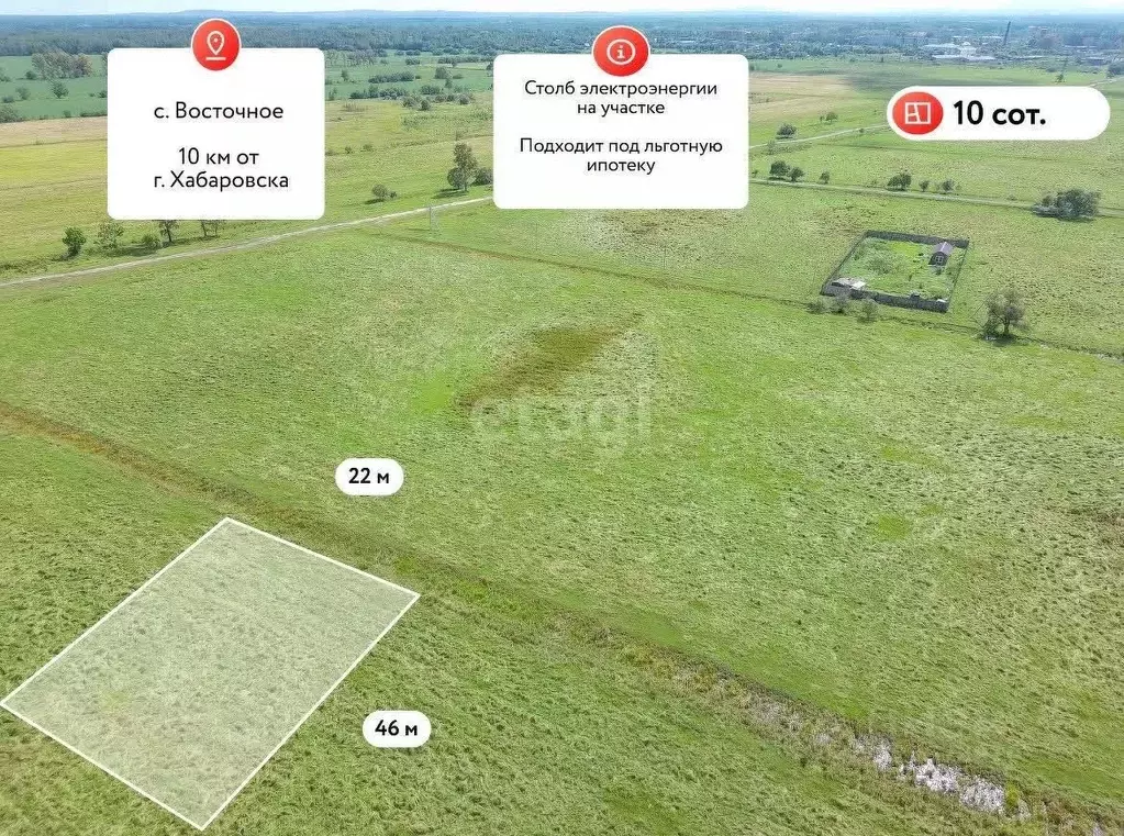 Участок в Хабаровский край, Хабаровский район, с. Восточное  (10.0 ... - Фото 2