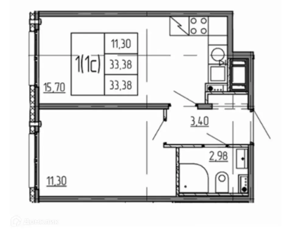 Продаётся 1-к квартира, 33.38 м - Фото 1