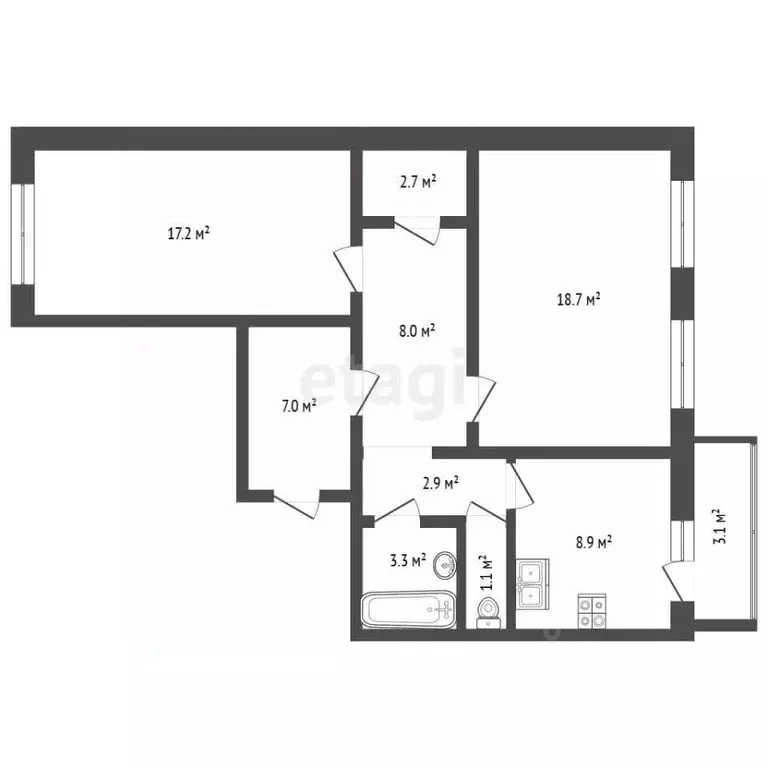 2-к кв. Московская область, Мытищи ул. Белобородова, 4В (63.7 м) - Фото 1