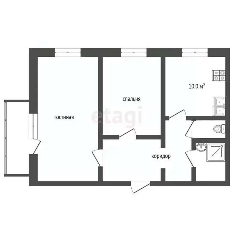 2-к кв. Татарстан, Альметьевск ул. Бигаш, 133 (52.0 м) - Фото 2