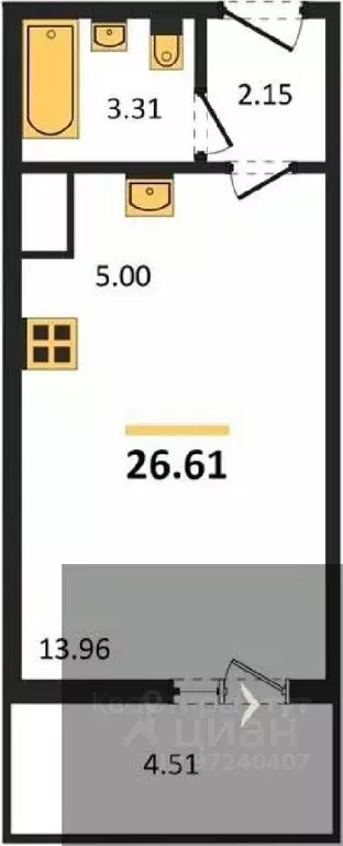 Студия Воронежская область, Воронеж Краснознаменная ул., 72 (26.61 м) - Фото 0