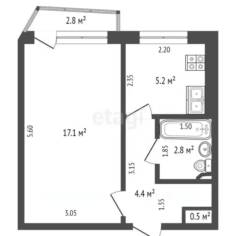 1-к кв. Самарская область, Самара Владимирская ул., 30 (30.0 м) - Фото 1