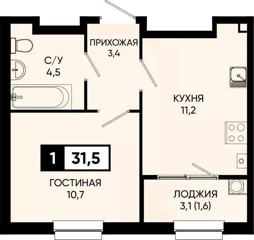 1-к кв. Ставропольский край, Кисловодск городской округ, пос. ... - Фото 0