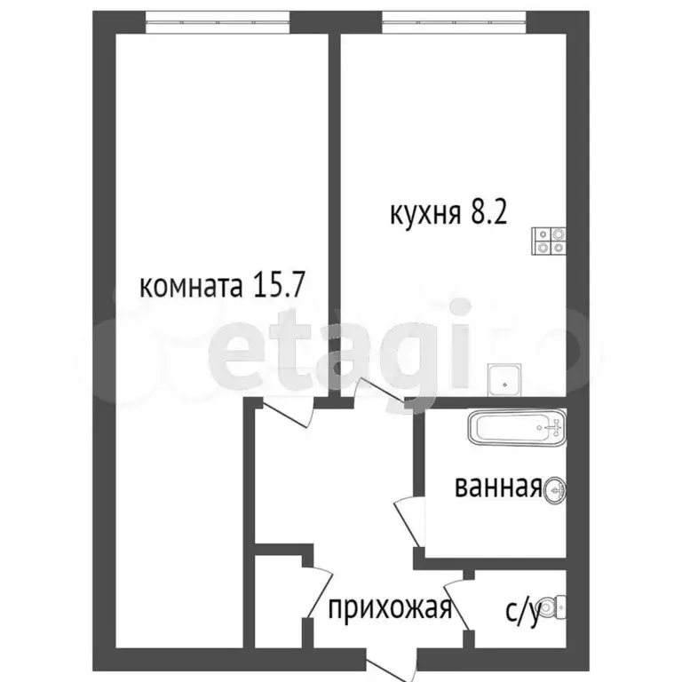 1-к. квартира, 31 м, 2/9 эт. - Фото 0