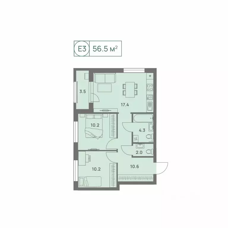 3-к кв. Пермский край, Пермь Трамвайная ул., 27 (56.5 м) - Фото 1