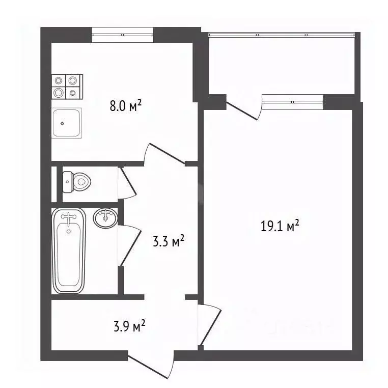 1-к кв. Воронежская область, Воронеж ул. 9 Января, 231Д (38.1 м) - Фото 1