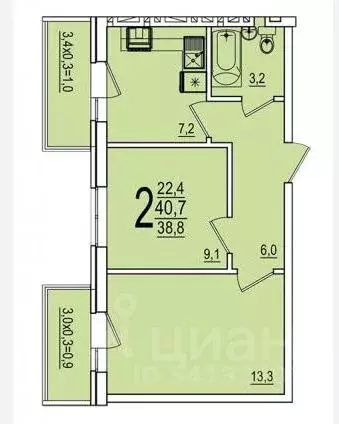 2-к кв. Адыгея, Тахтамукайский район, Старобжегокайское с/пос, Новая ... - Фото 2