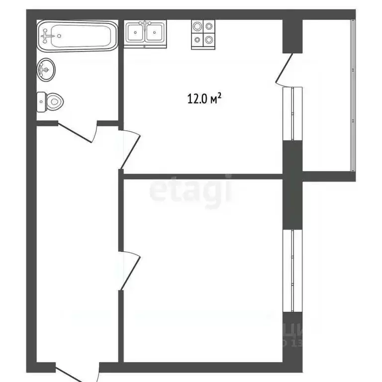 1-к кв. Ханты-Мансийский АО, Сургут Игоря Киртбая ул., 27/1 (45.4 м) - Фото 1