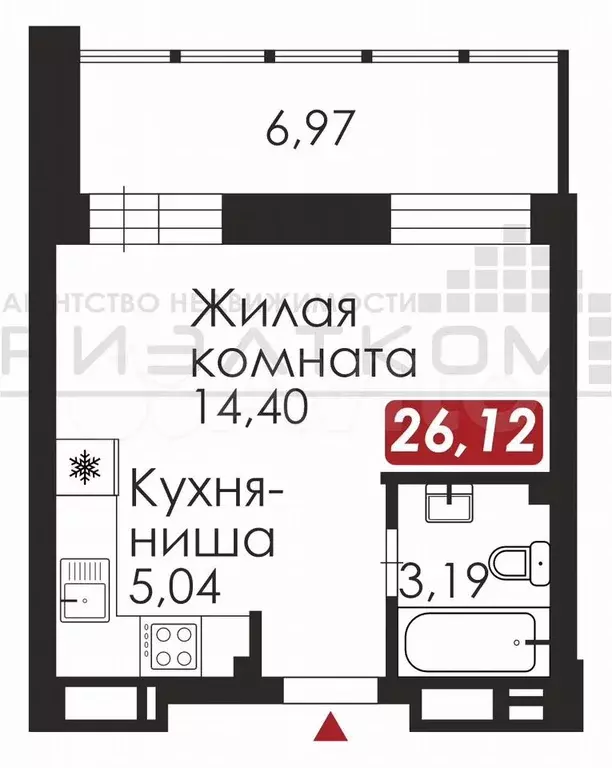 1-к. квартира, 25,7 м, 20/24 эт. - Фото 0