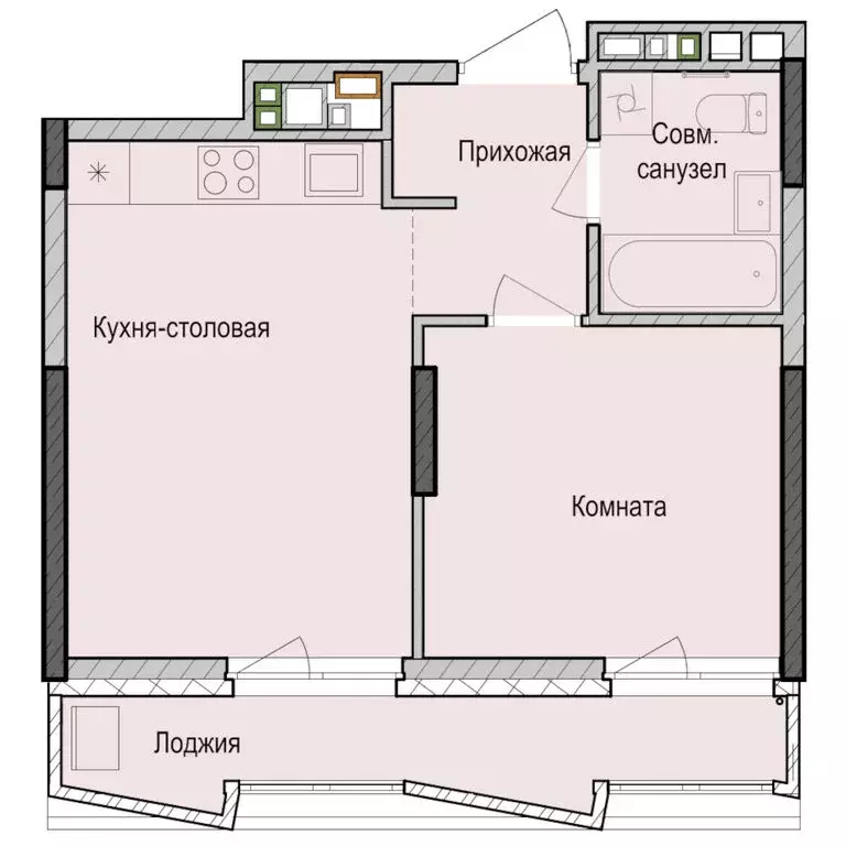1-комнатная квартира: Казань, жилой район Седьмое Небо, ЖК Унай (37.5 ... - Фото 0