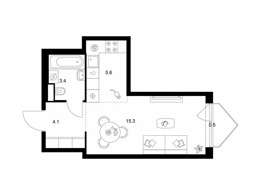 Квартира-студия: Москва, СЗАО, район Строгино (28.9 м) - Фото 1