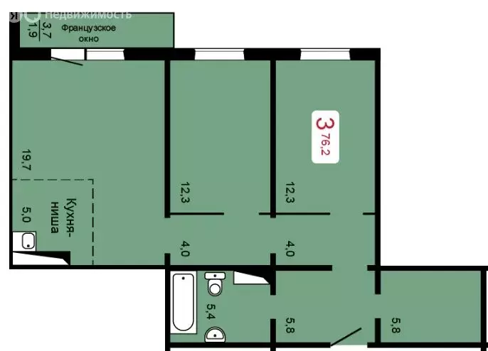3-комнатная квартира: Красноярск, Аральская улица, 47 (77 м) - Фото 0