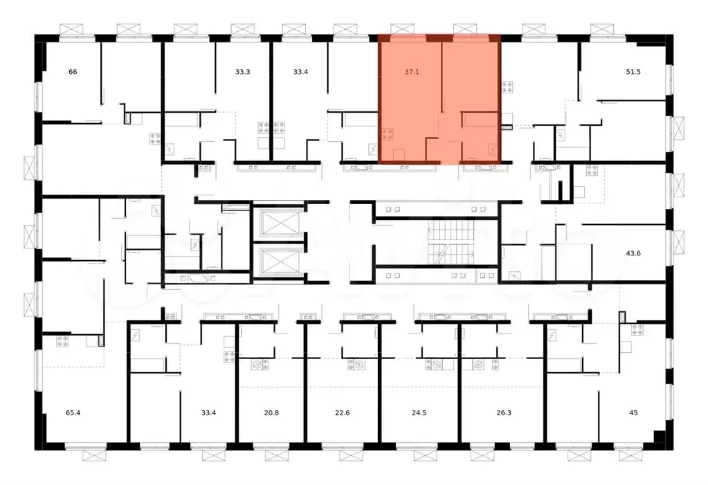 1-к. квартира, 37,1 м, 15/16 эт. - Фото 1