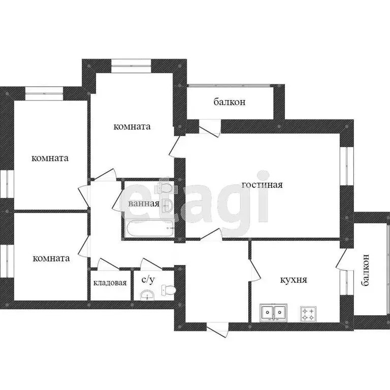 4-комнатная квартира: Кострома, Никитская улица, 114 (102 м) - Фото 0