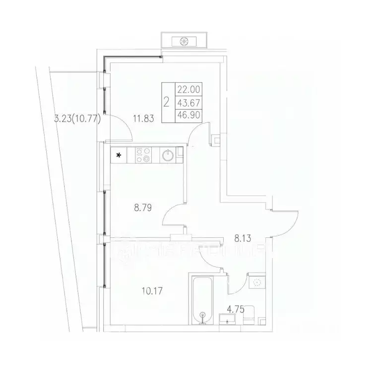 2-к кв. Татарстан, Казань ул. Ярдем, 3 (46.9 м) - Фото 2
