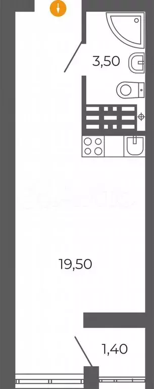 Квартира-студия, 22,5 м, 11/26 эт. - Фото 0