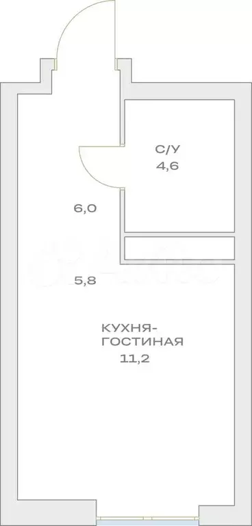 Квартира-студия, 27,6 м, 8/23 эт. - Фото 1