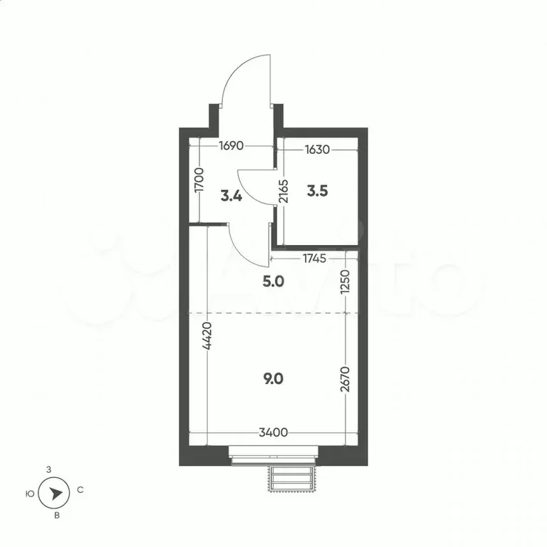 Квартира-студия, 20,9 м, 6/15 эт. - Фото 1