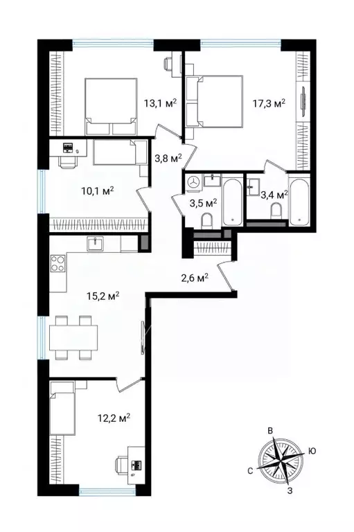 4-к кв. Москва Дубининская ул., 59А (81.2 м) - Фото 1