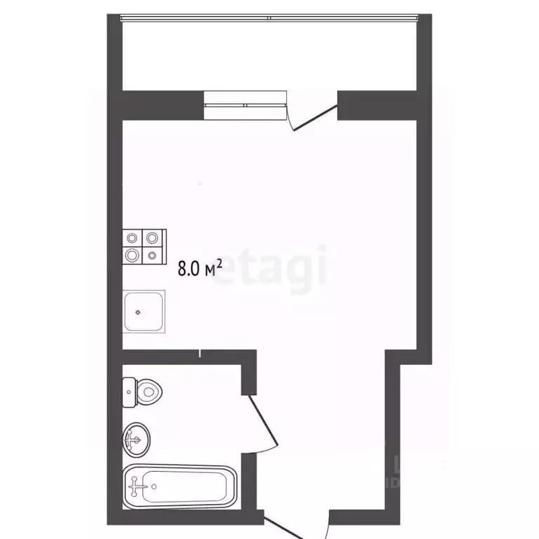 Студия Тюменская область, Тюмень ул. Фармана Салманова, 4 (22.7 м) - Фото 1