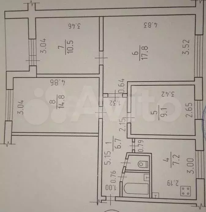 4-к. квартира, 69 м, 6/9 эт. - Фото 0