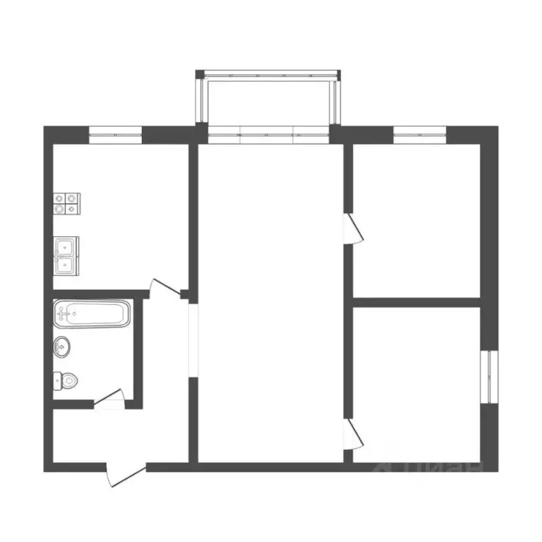 3-к кв. Тюменская область, Тюмень ул. 50 лет ВЛКСМ, 93 (42.4 м) - Фото 2