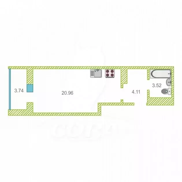 Квартира-студия: Тюмень, улица Дмитрия Менделеева, 2к1 (32.8 м) - Фото 0
