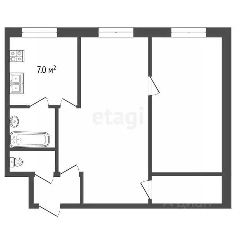 2-к кв. Ярославская область, Рыбинск Волжская наб., 195 (42.6 м) - Фото 1
