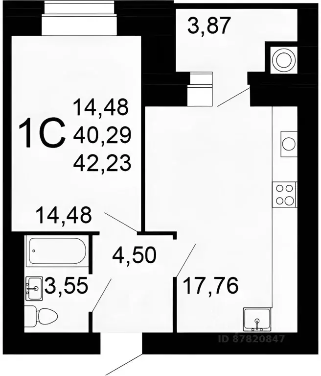 1-к кв. Рязанская область, Рязань Шереметьевская ул., 10к5 (44.1 м) - Фото 1